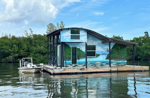 Grant-Valkaria Boat Rental | The Burrow, an amazing floating cabin with pontoon rental available